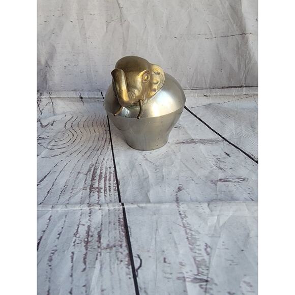 Vintage Brass Pewter Elephant Trinket Box Boho Decor - Picture 2 of 10